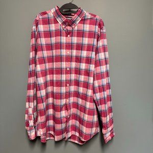 American Eagle Button Down Shirt Mens XXL‎ Long Sleeve Red White Blue Plaid